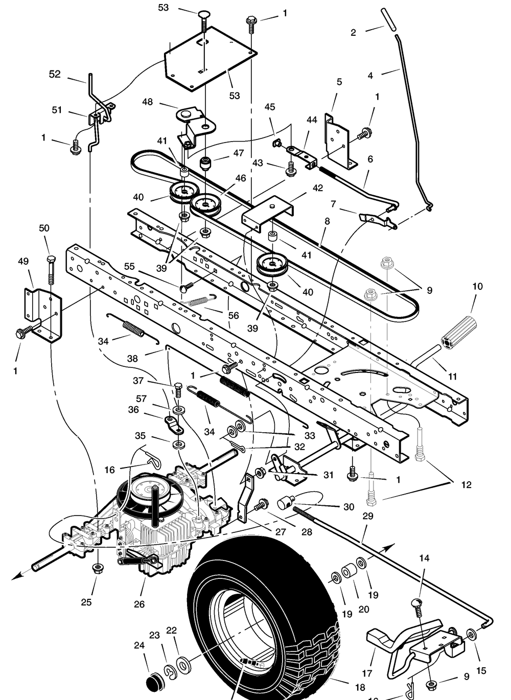 Drive Assembly Diagram and Parts List for 465610X99A 2003 Briggs and Stratton Lawn Tractor